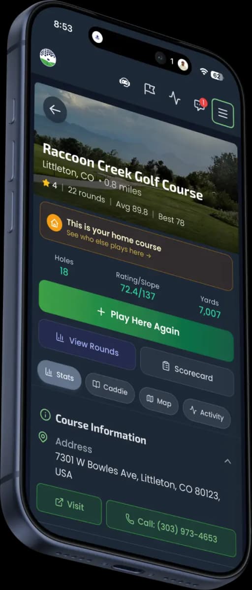 Buddies on the Green App Screenshot - Scoring Light Mode